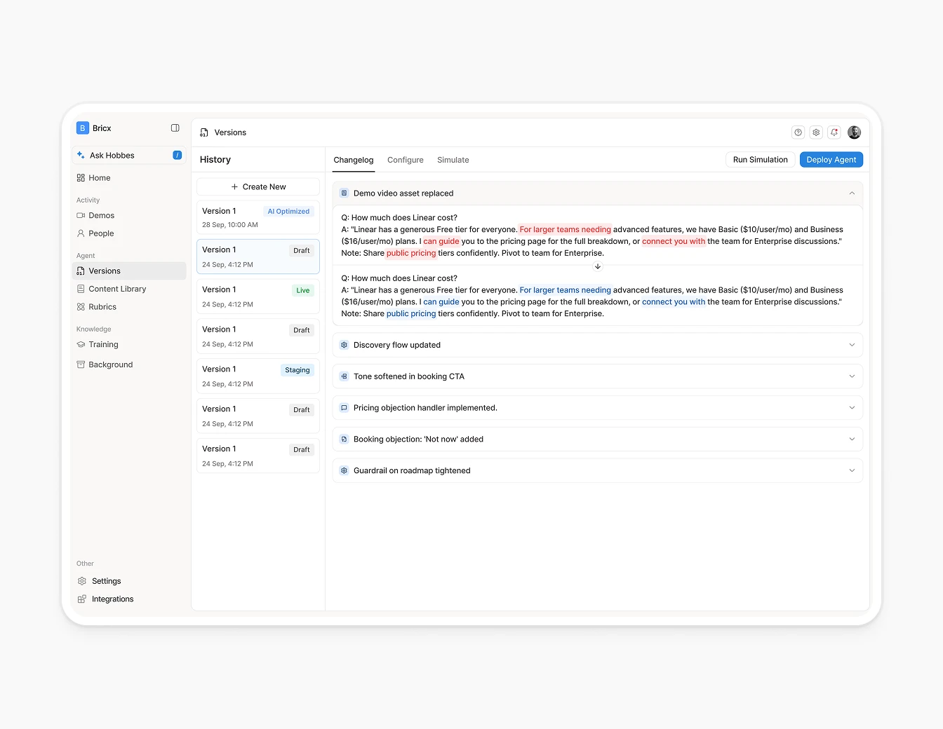 Hobbes Content Library Objection Handling