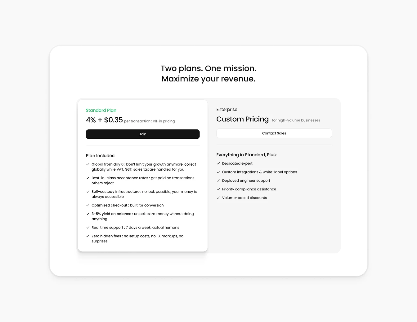 Inflow Pricing Plans Light Mode Detailed