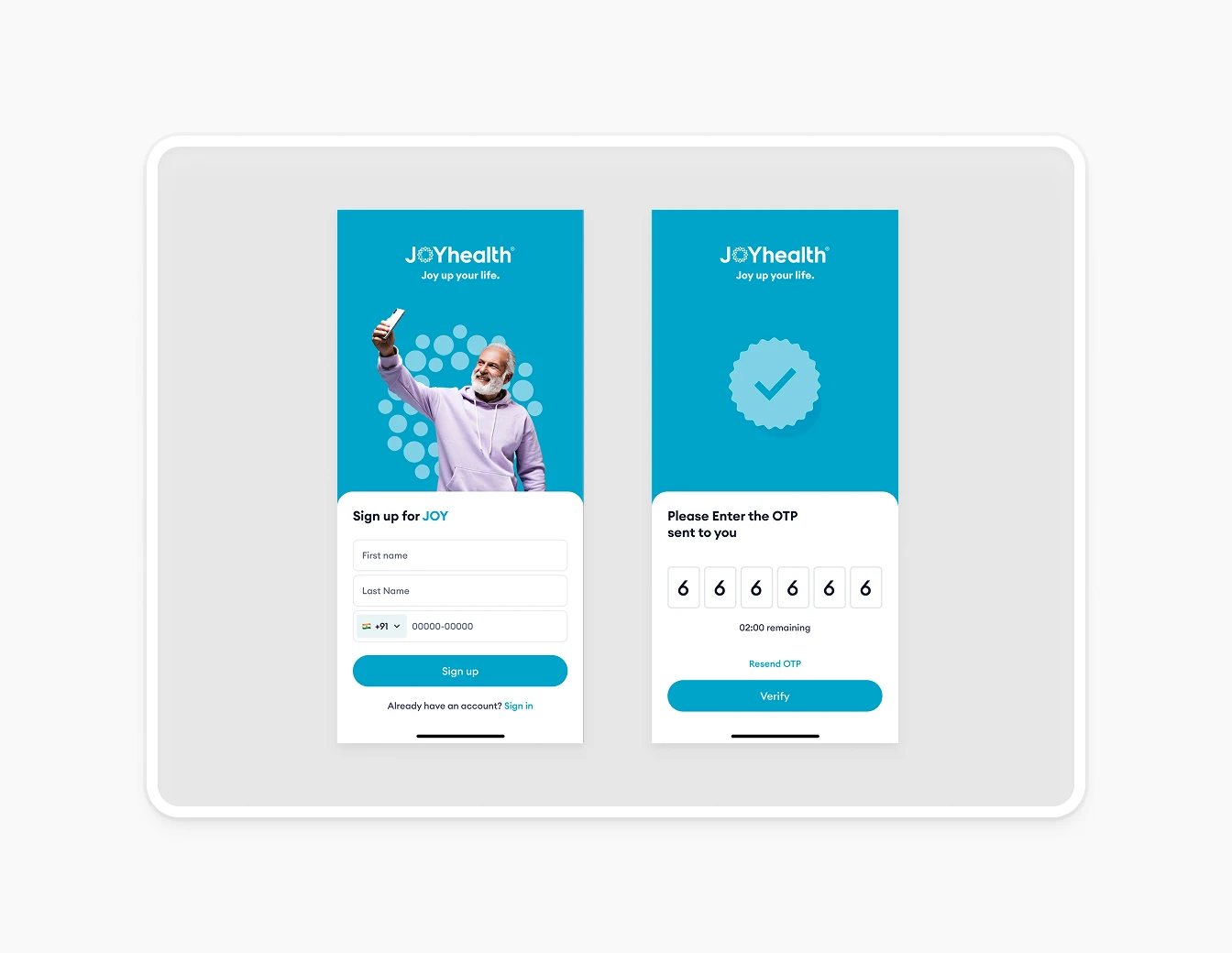 Joyhealth Sign Up OTP Verification Flow