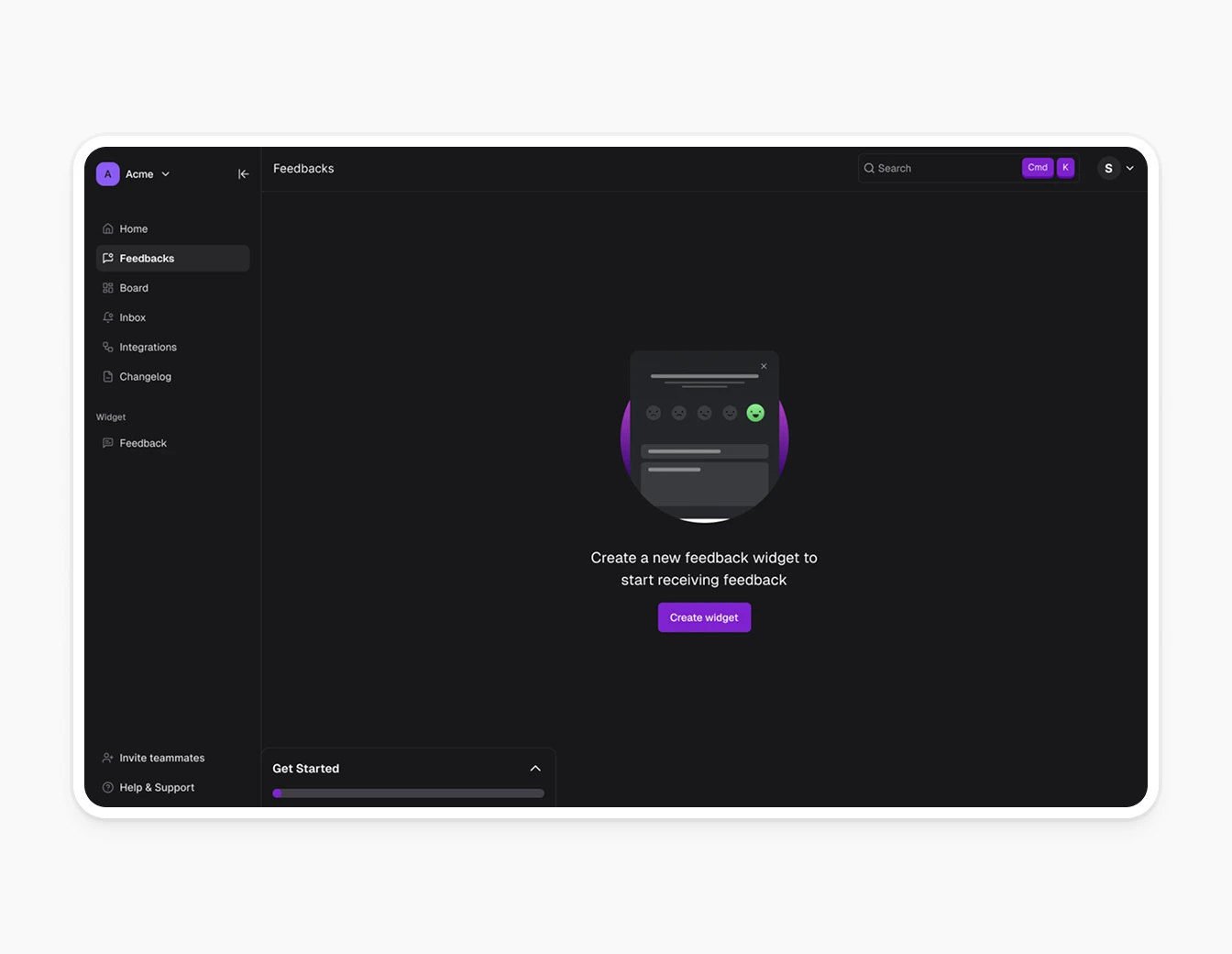 Loopback Feedbacks Empty State Create Widget