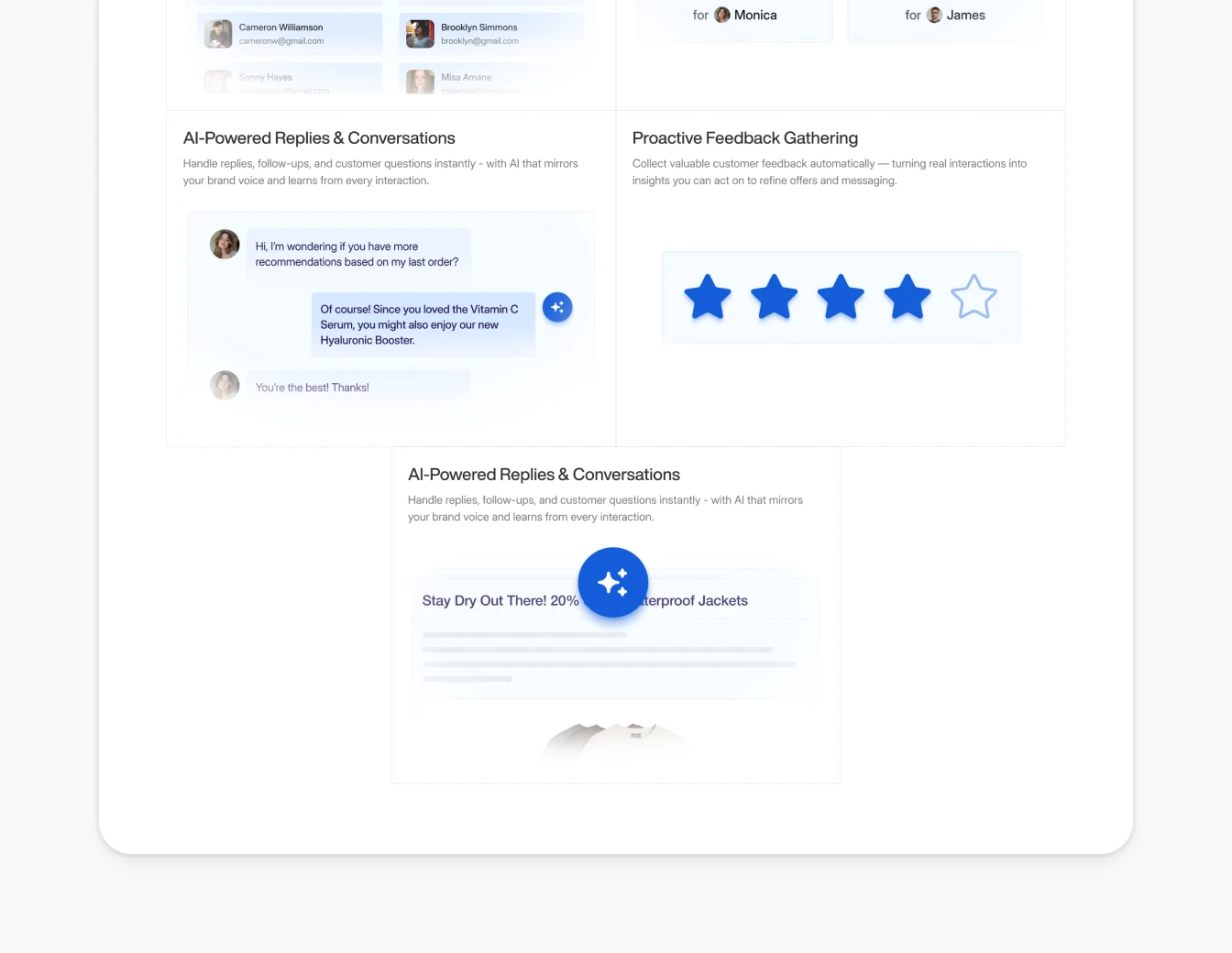 LTV.ai Features AI Replies Feedback Bento