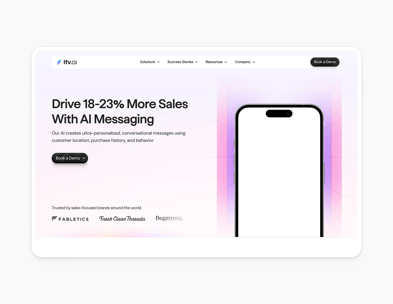LTV.ai AI Messaging Sales Hero Pink