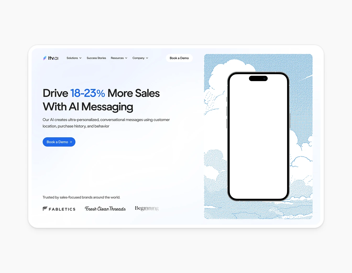 LTV.ai Hero AI Messaging Blue Sky Mobile