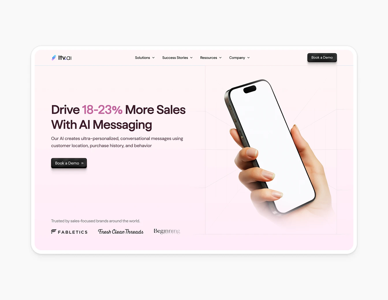 LTV.ai Hero AI Messaging Sales Pink