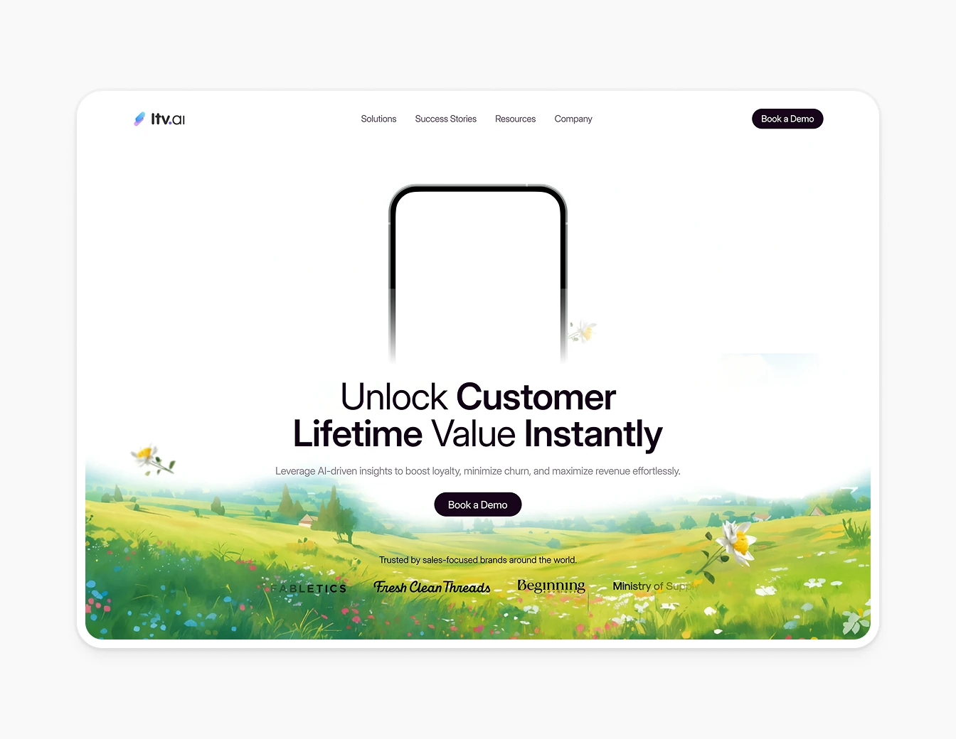 LTV.ai Hero Unlock Customer Meadow Illustration