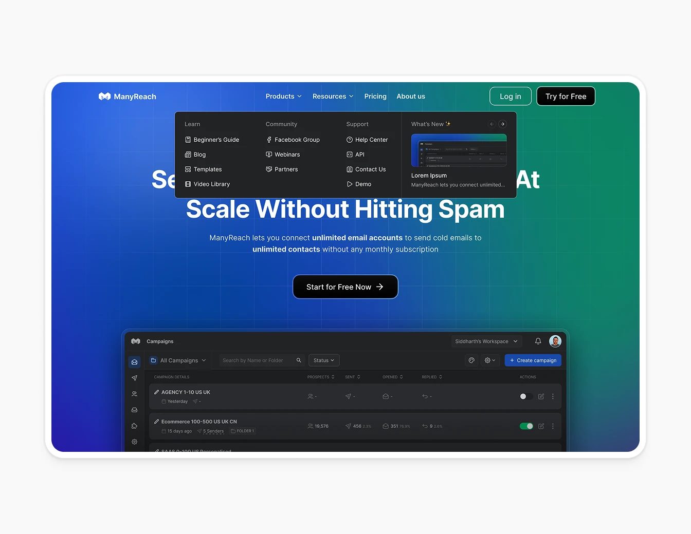 Manyreach Hero Gradient Product Overlay