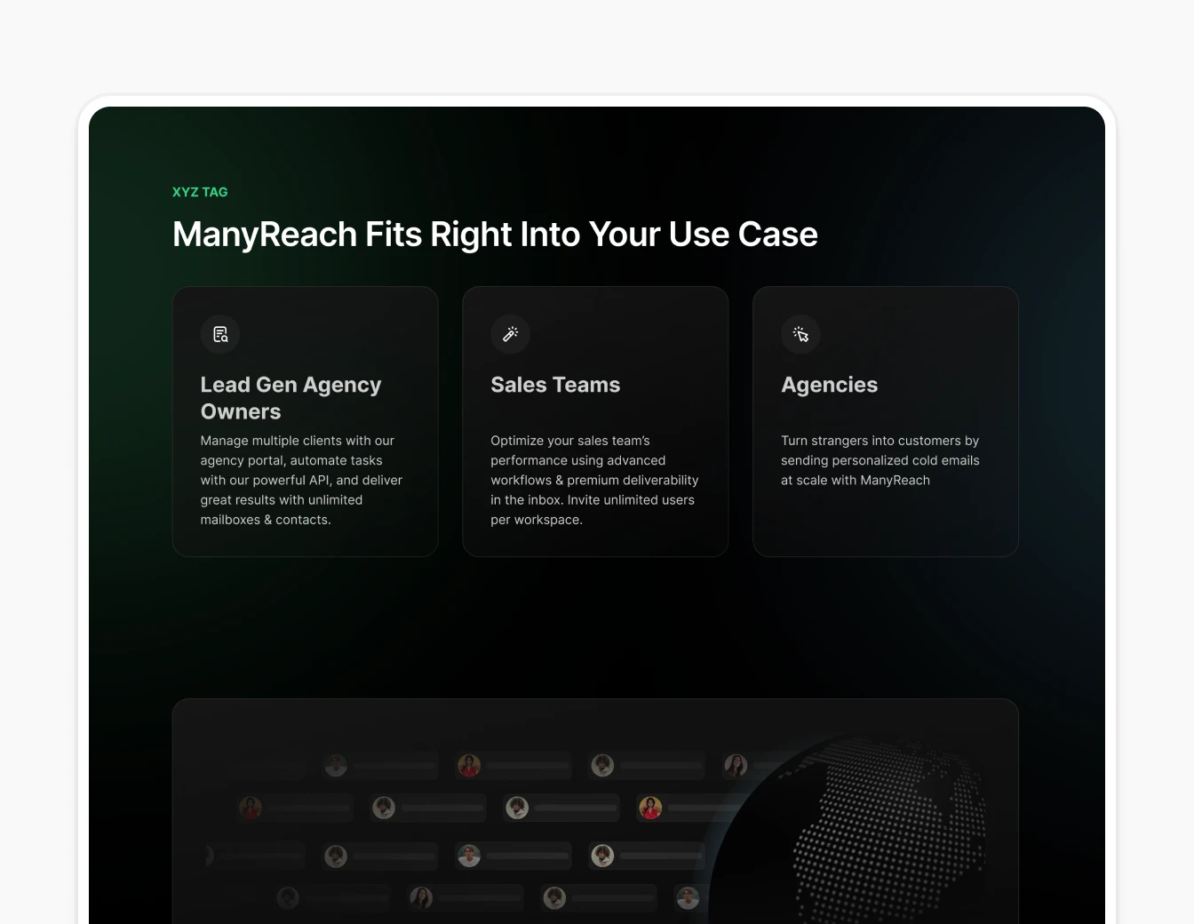 Manyreach Use Cases Globe Illustration Dark
