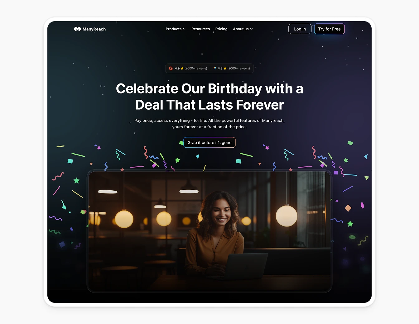 Manyreach Birthday Deal Hero Dark Confetti