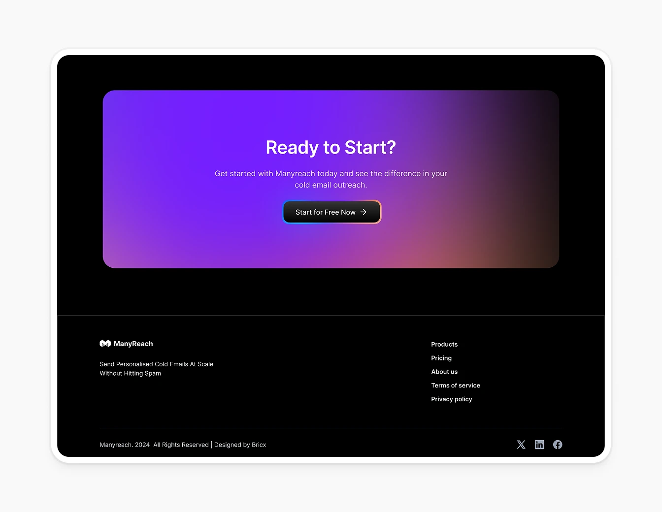 Manyreach CTA Ready to Start Footer Dark