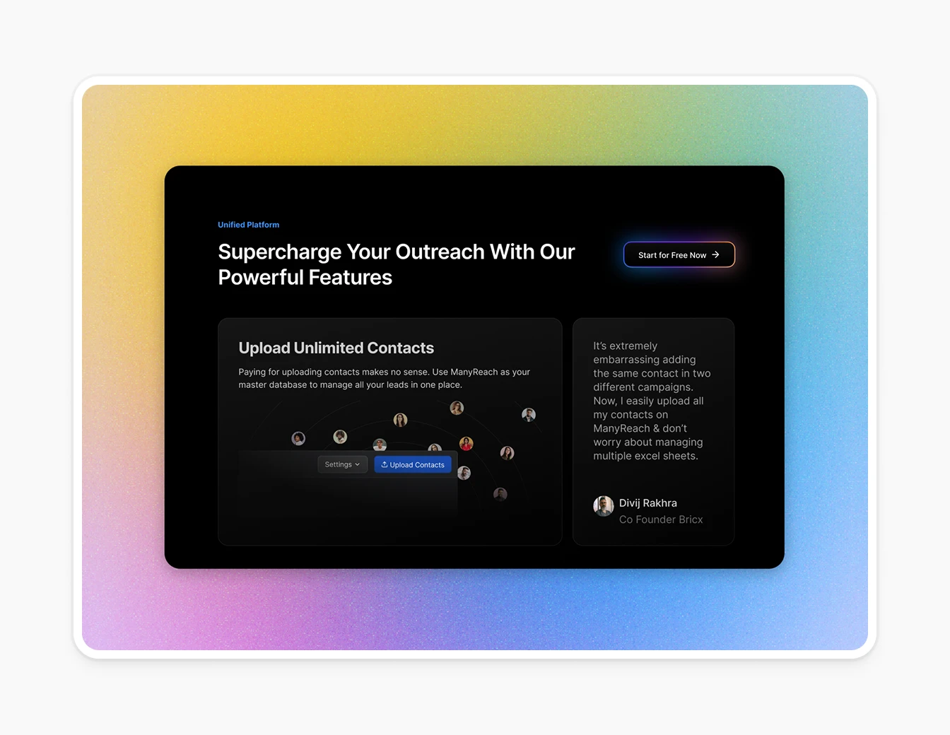 Manyreach Features Pastel Gradient Mobile