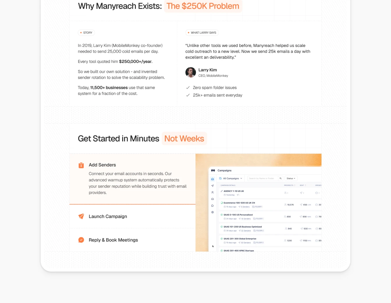 Manyreach Problem Testimonial How It Works