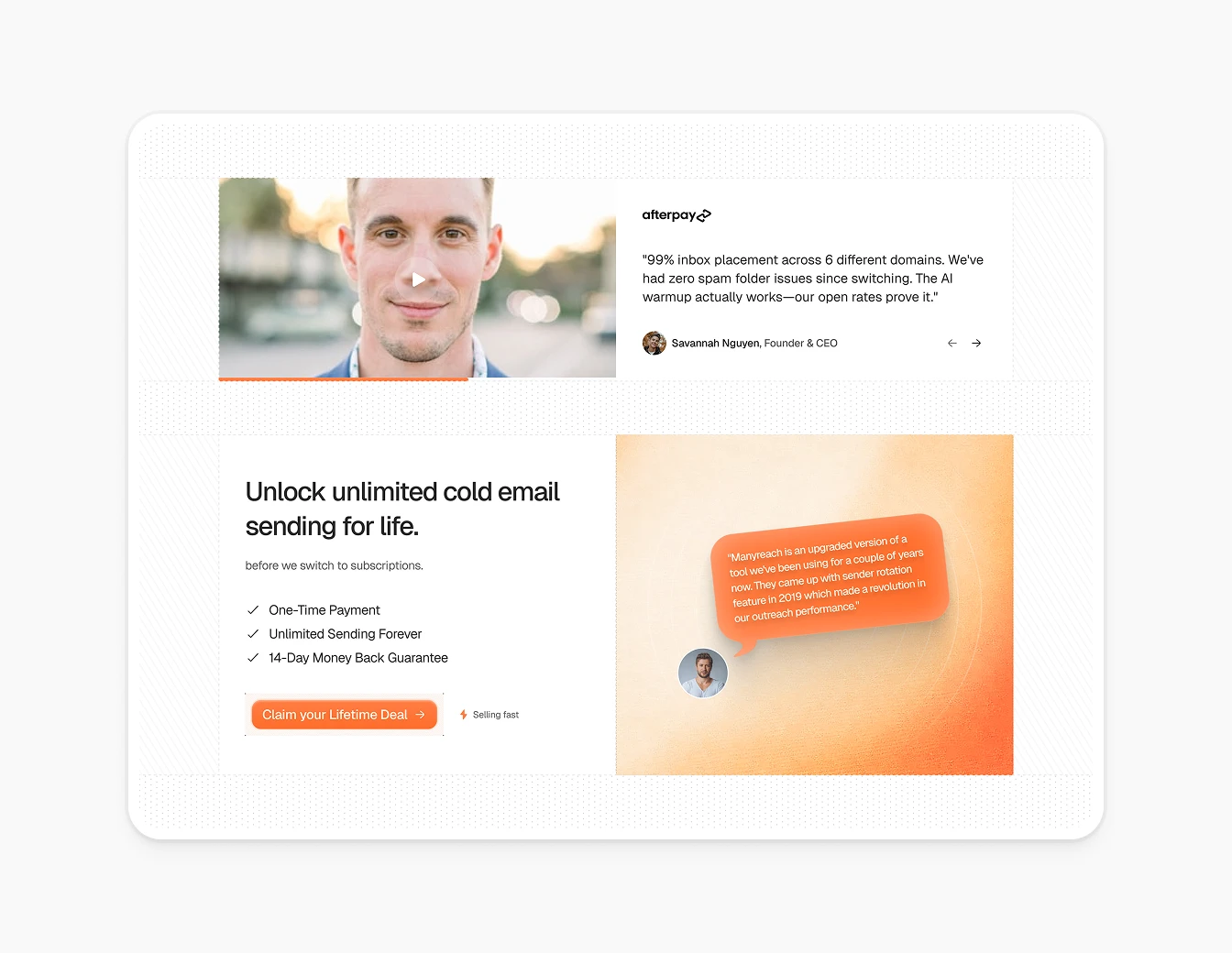 Manyreach Lifetime Deal Testimonial Photo