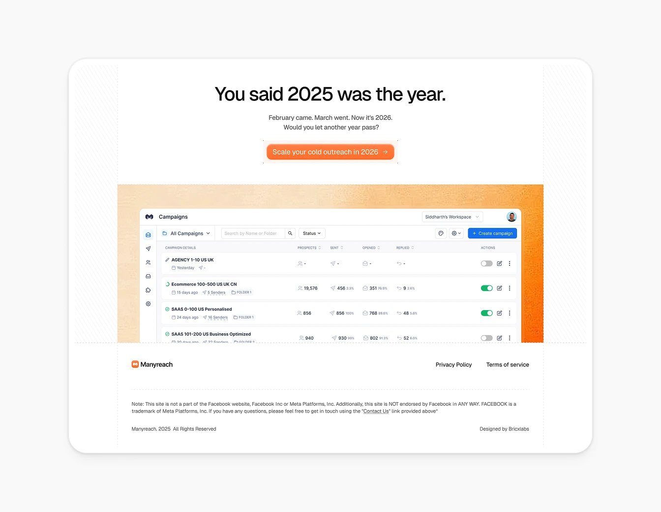 Manyreach 2025 New Year CTA Campaign