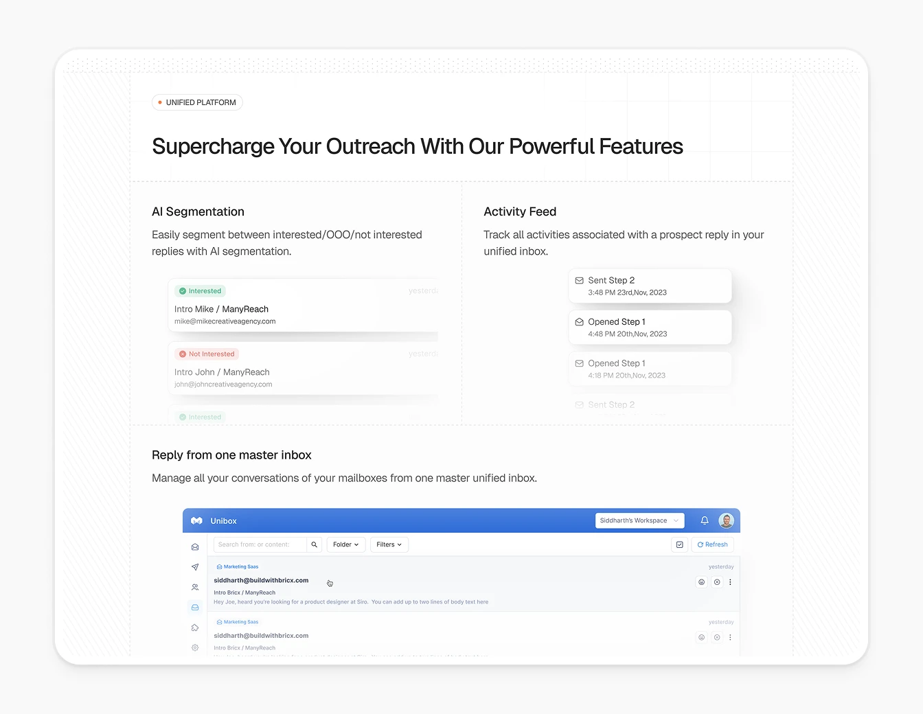 Manyreach Features AI Segmentation Light
