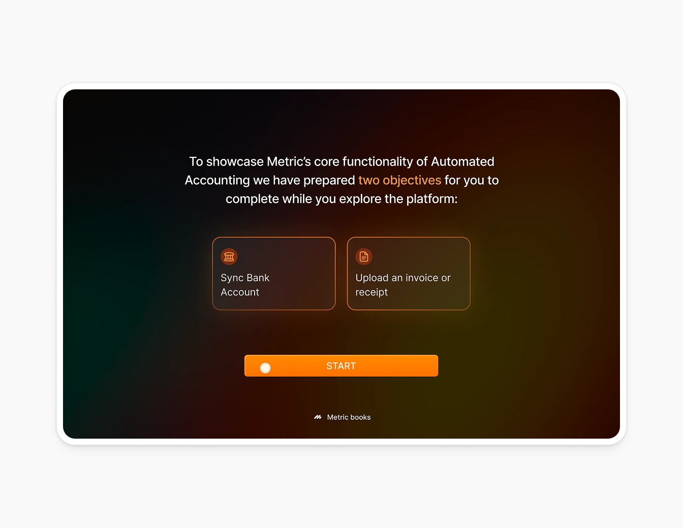 Metricbooks Onboarding Objectives Selection