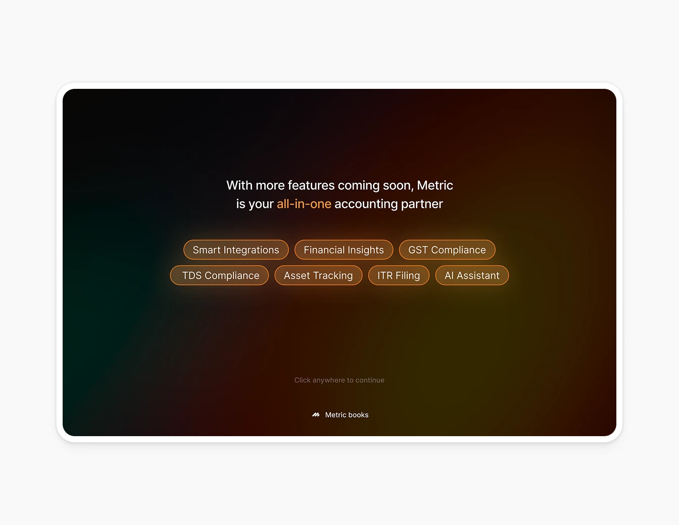 Metricbooks All In One Partner Features Dark