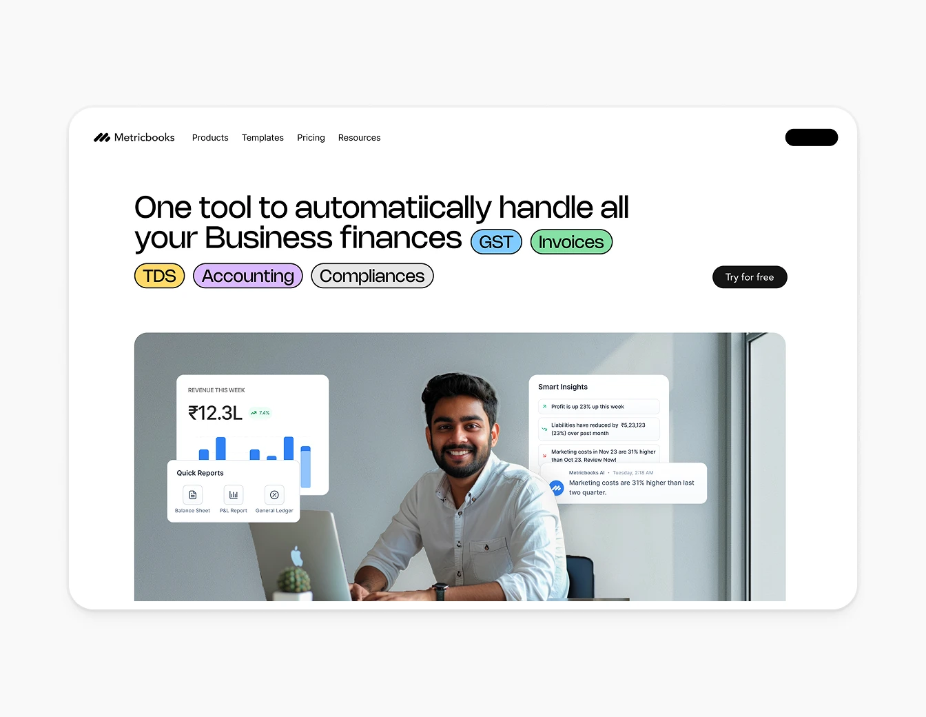 Metricbooks Business Finance Hero Tags