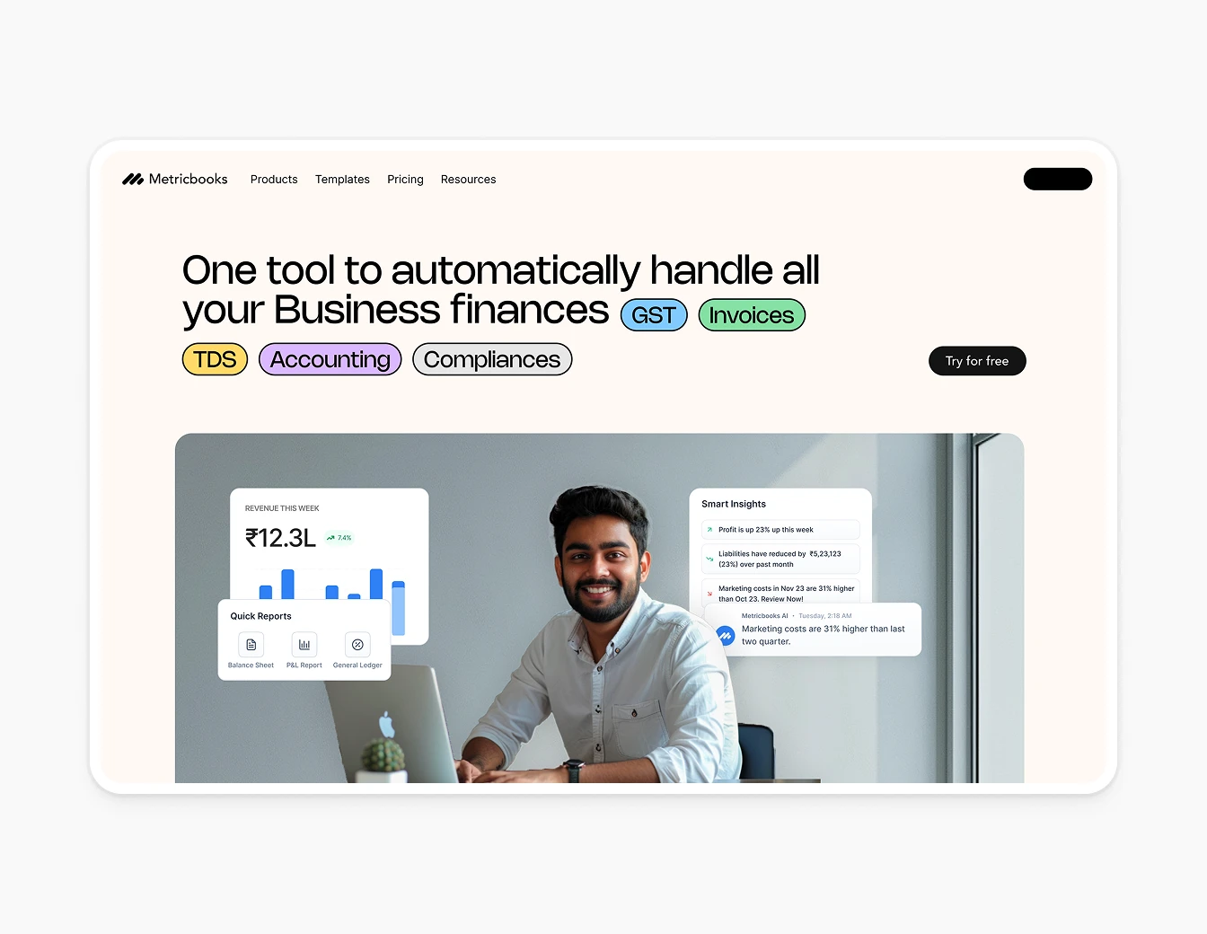 Metricbooks Business Finance Hero Warm