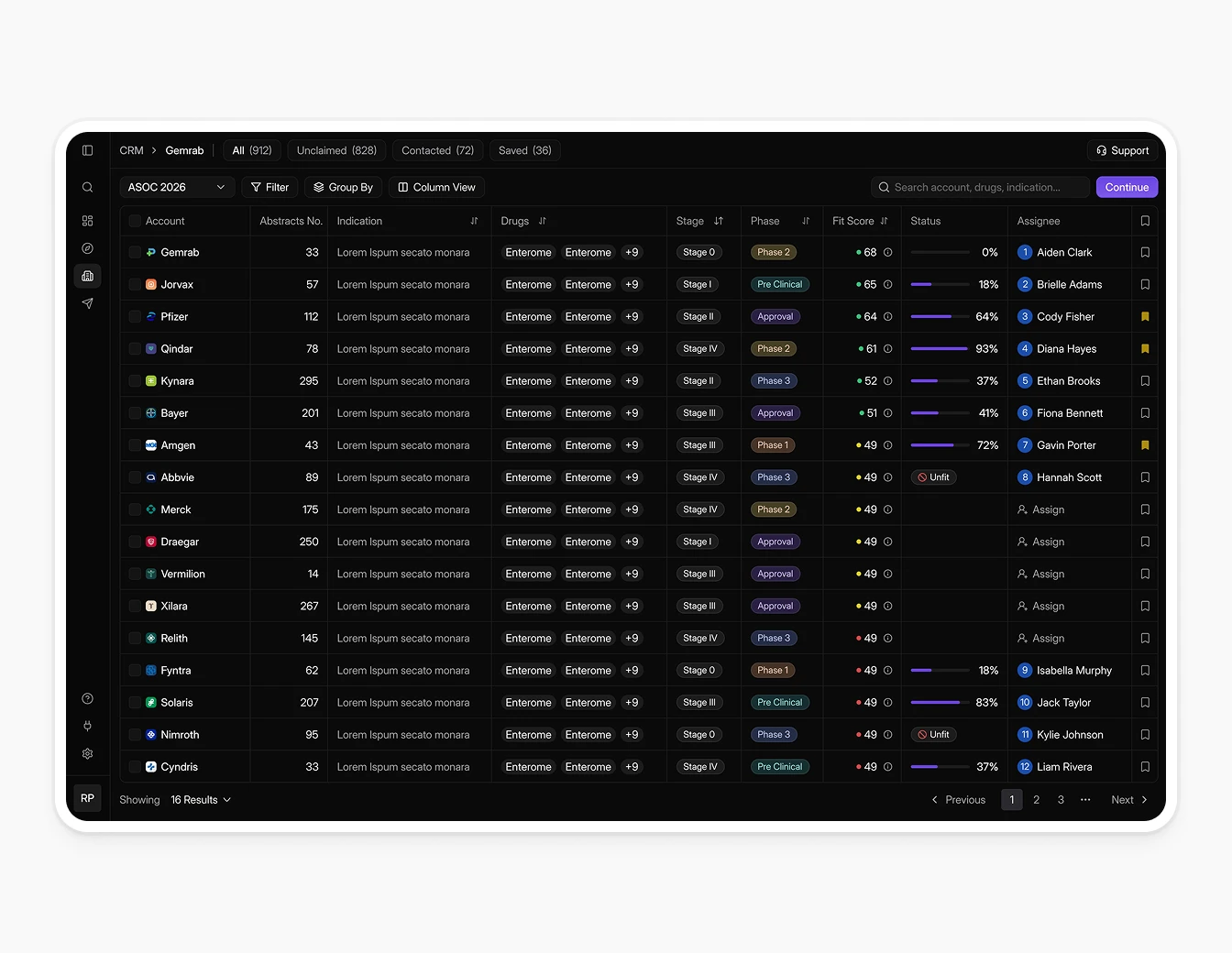 Miraei Dark Accounts Table Color Tags