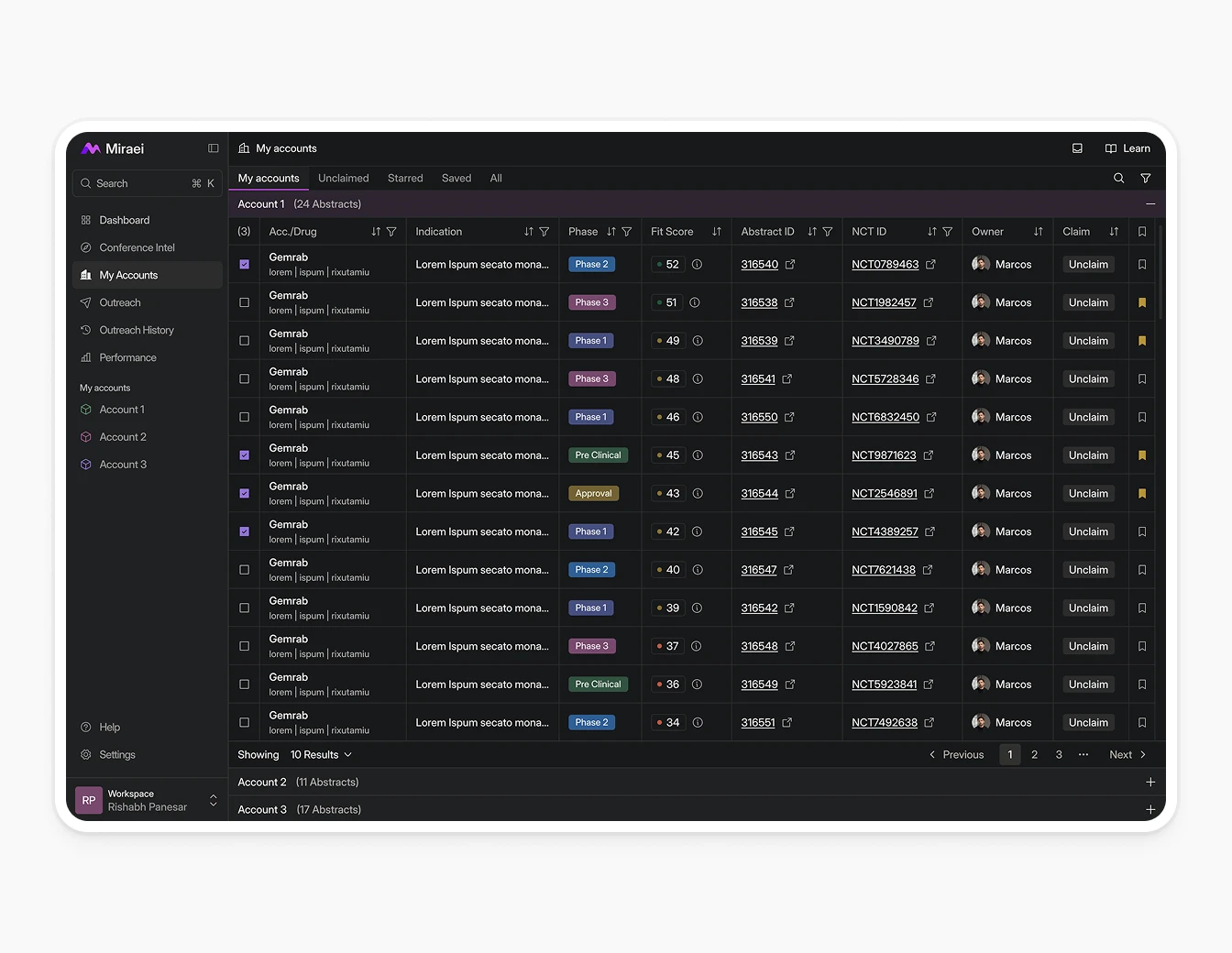 Miraei Dark My Accounts Table Expanded