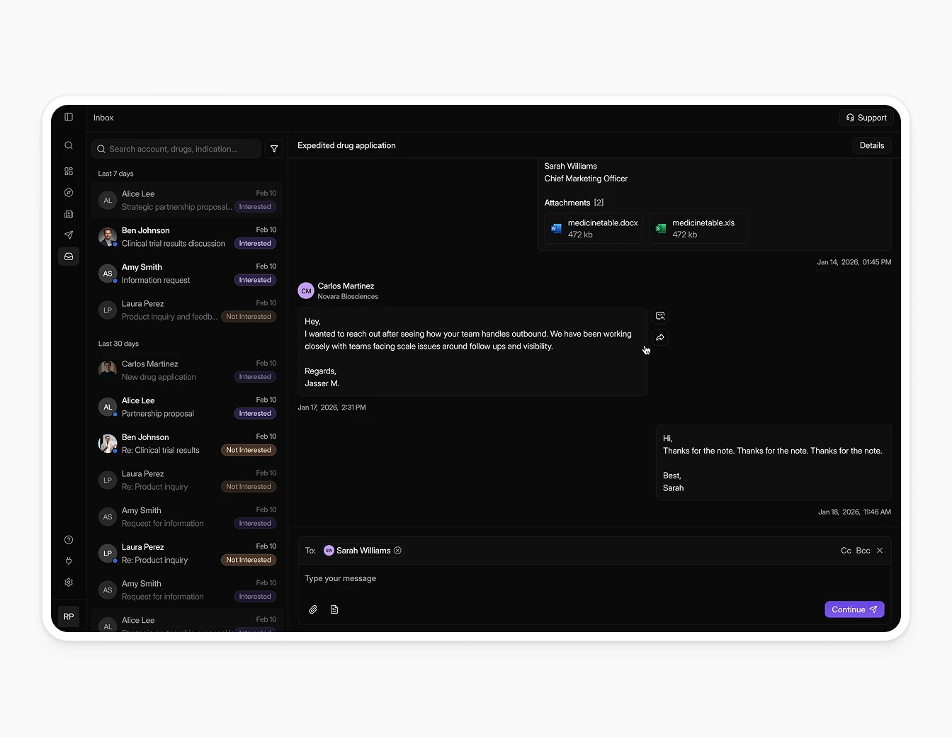 Miraei Dark Inbox Email Thread Compose