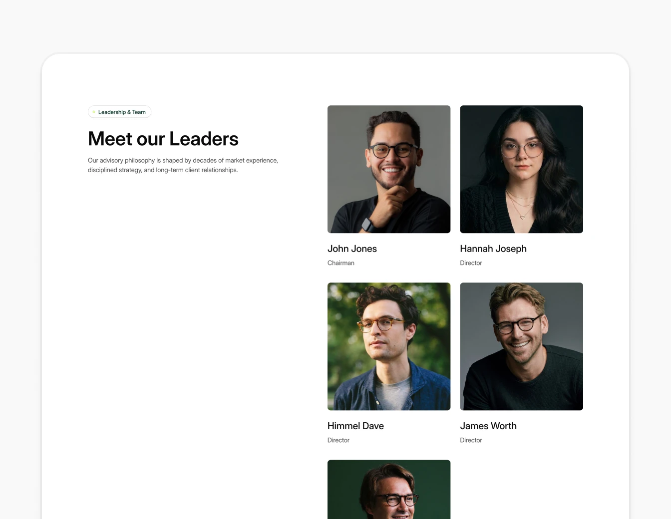 Oyappy Leadership Team Grid Section