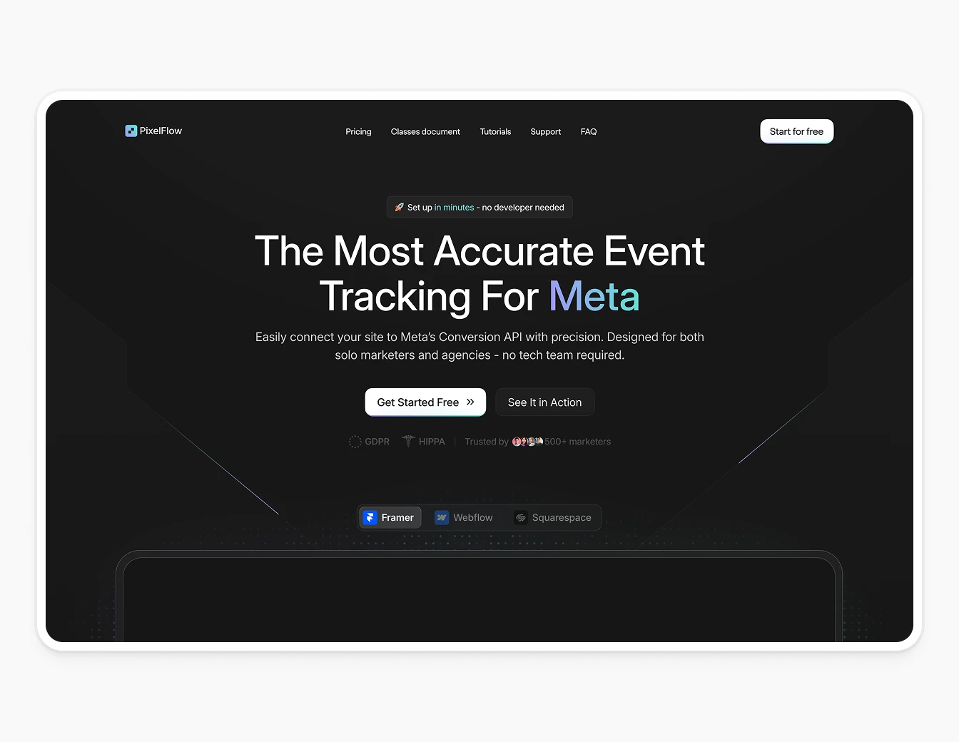 Pixelflow Dark Hero Meta Green Accent