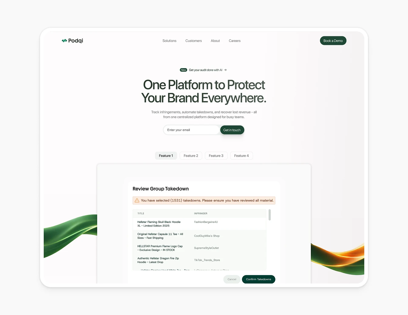 Podqi Hero Email Capture Brand Protection