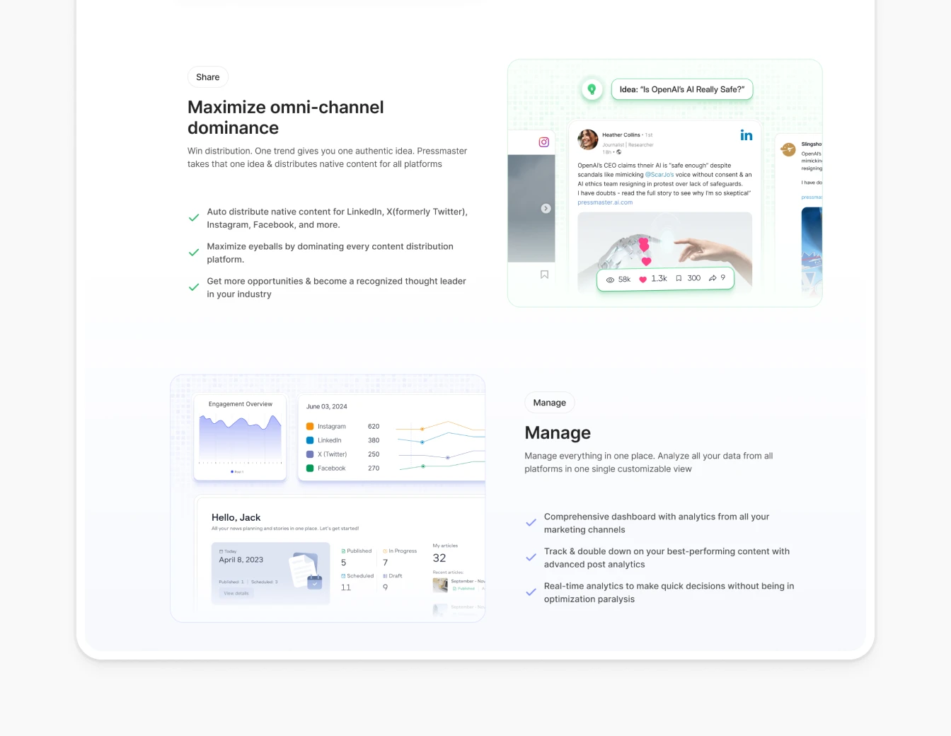 PressMaster Omni Channel Content Features