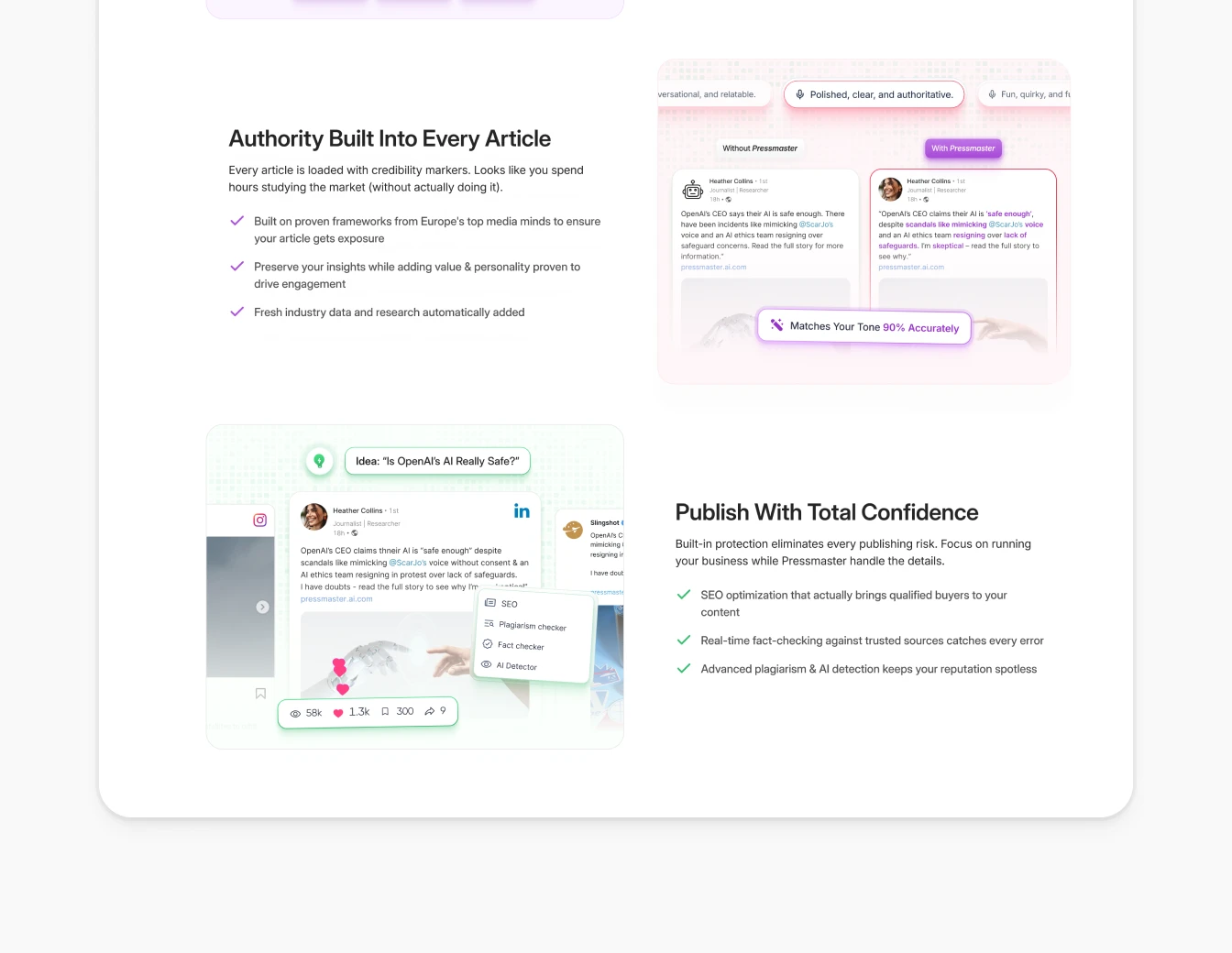 PressMaster Features Authority Publish Confidence
