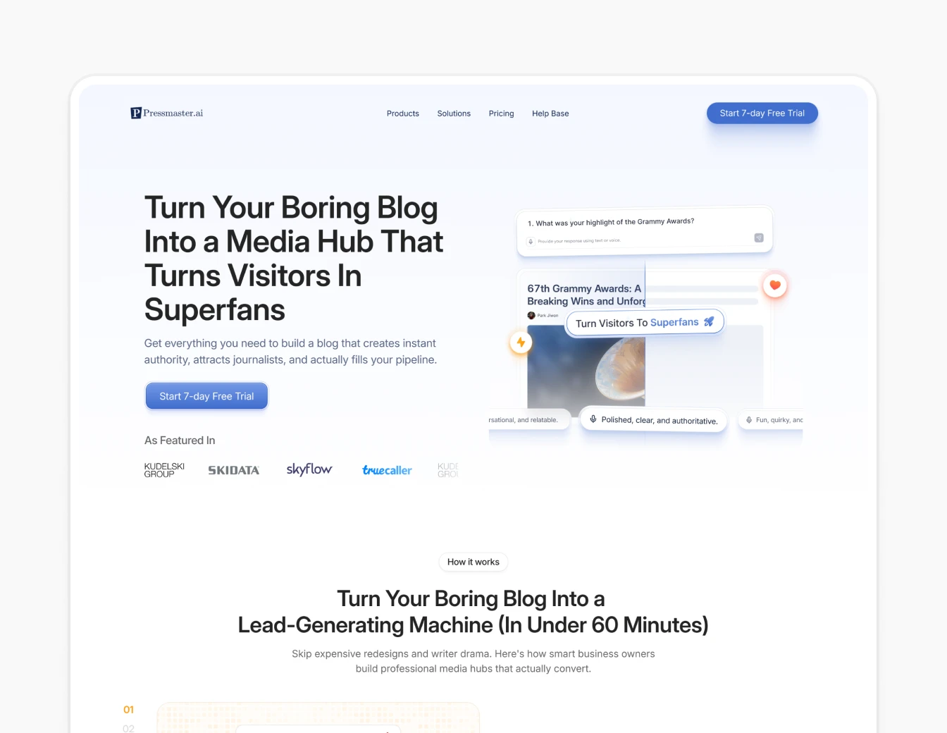 PressMaster Hero Blog Media Hub Blue