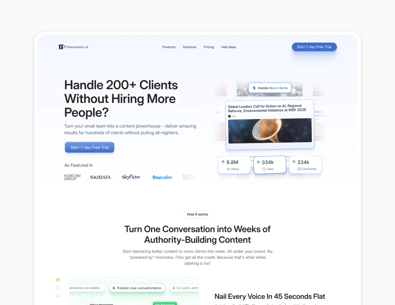 PressMaster Hero Handle Clients Scale AI