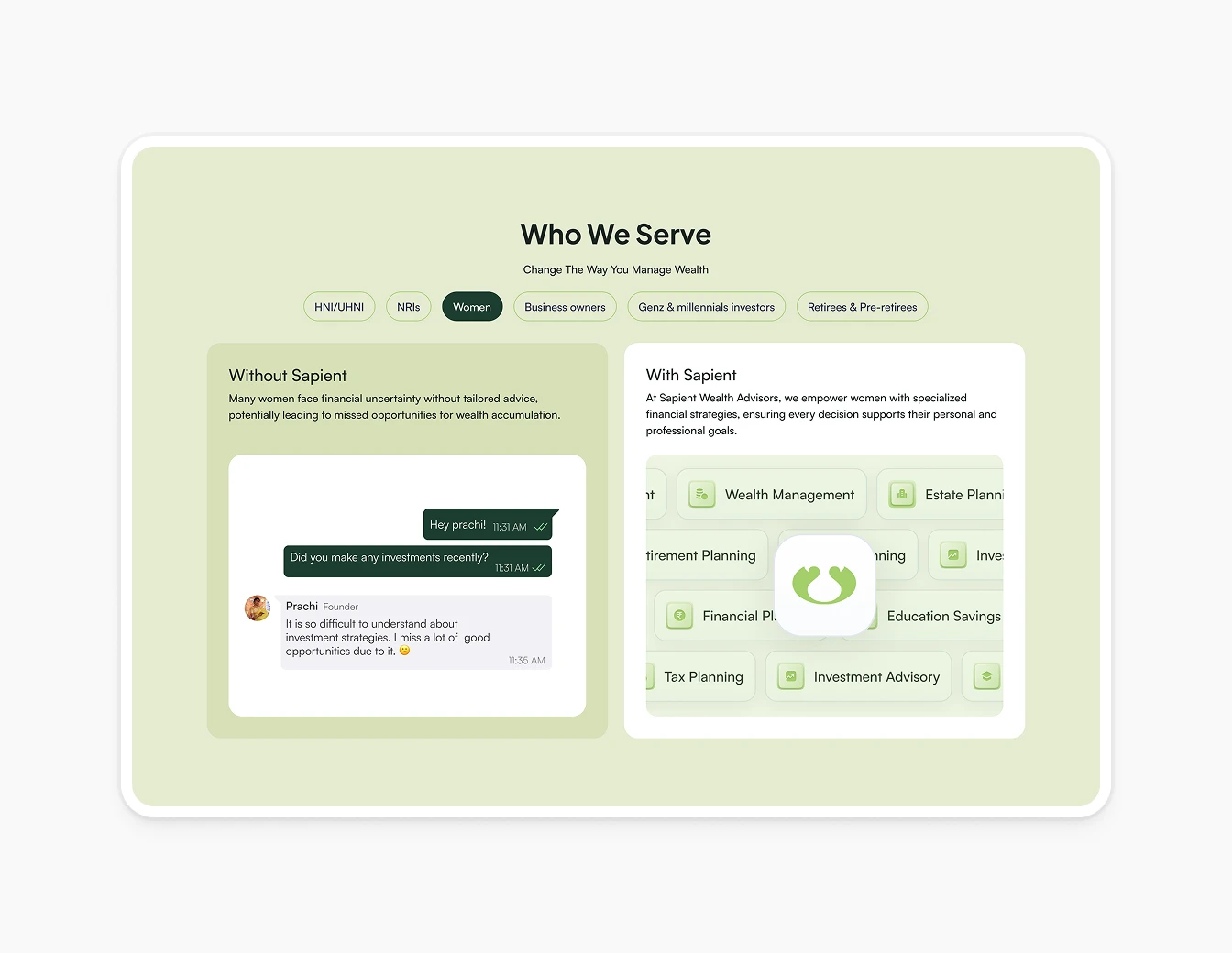 Sapient Wealth Who We Serve Comparison