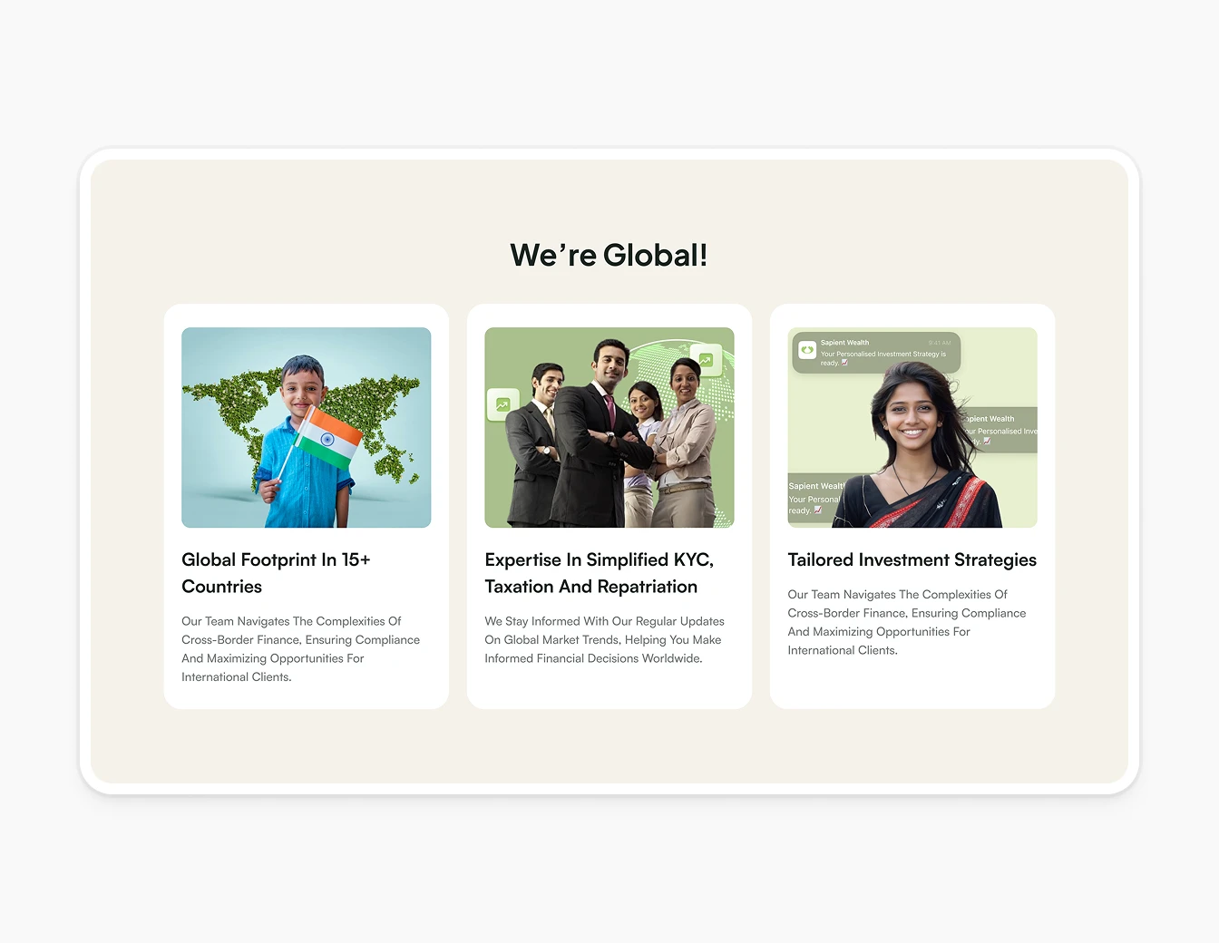 Sapient Wealth We Are Global Team Cards