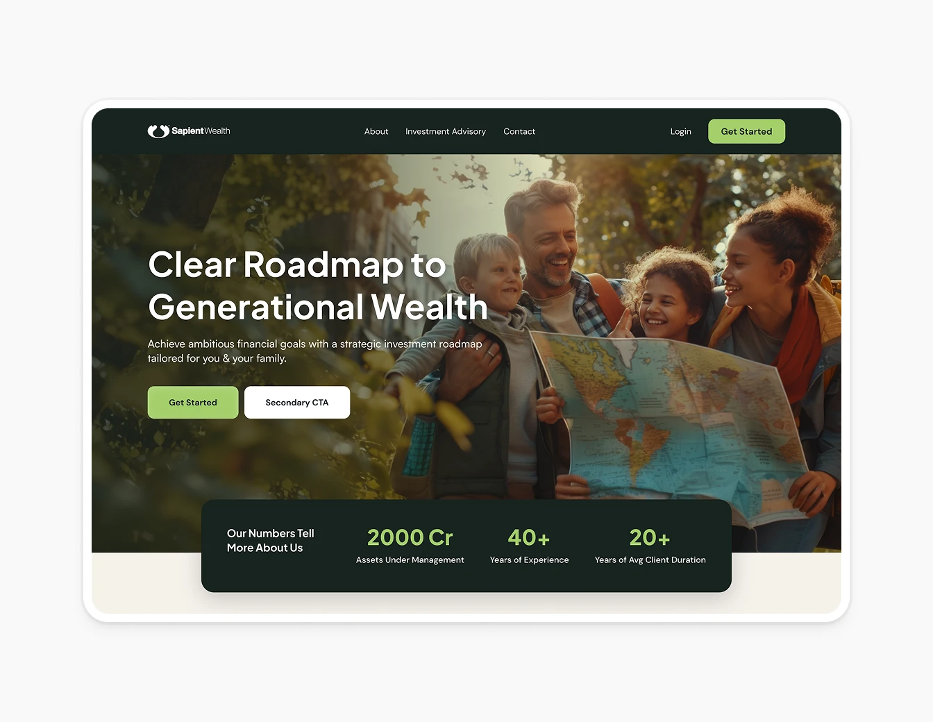 Sapient Wealth Hero Roadmap Photo Stats