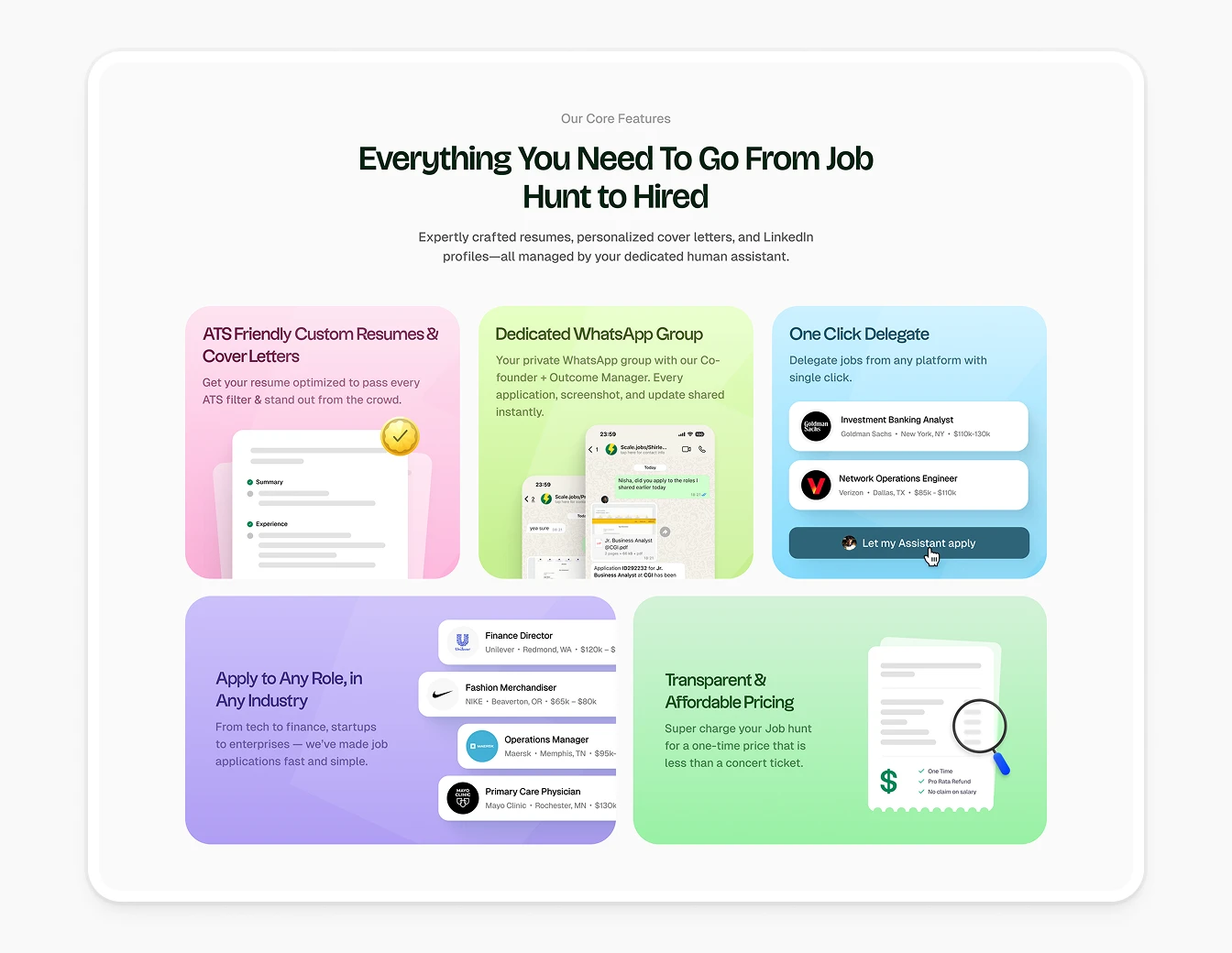 Scale.jobs Features Bento Grid Colorful