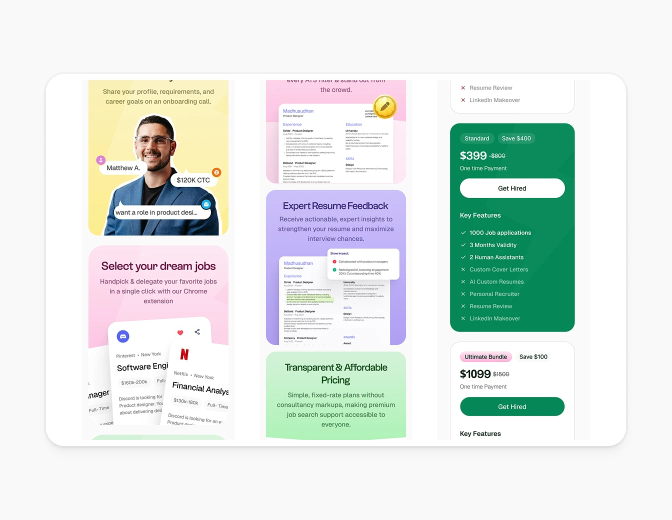 Scale.jobs Mobile Features Pricing Screens