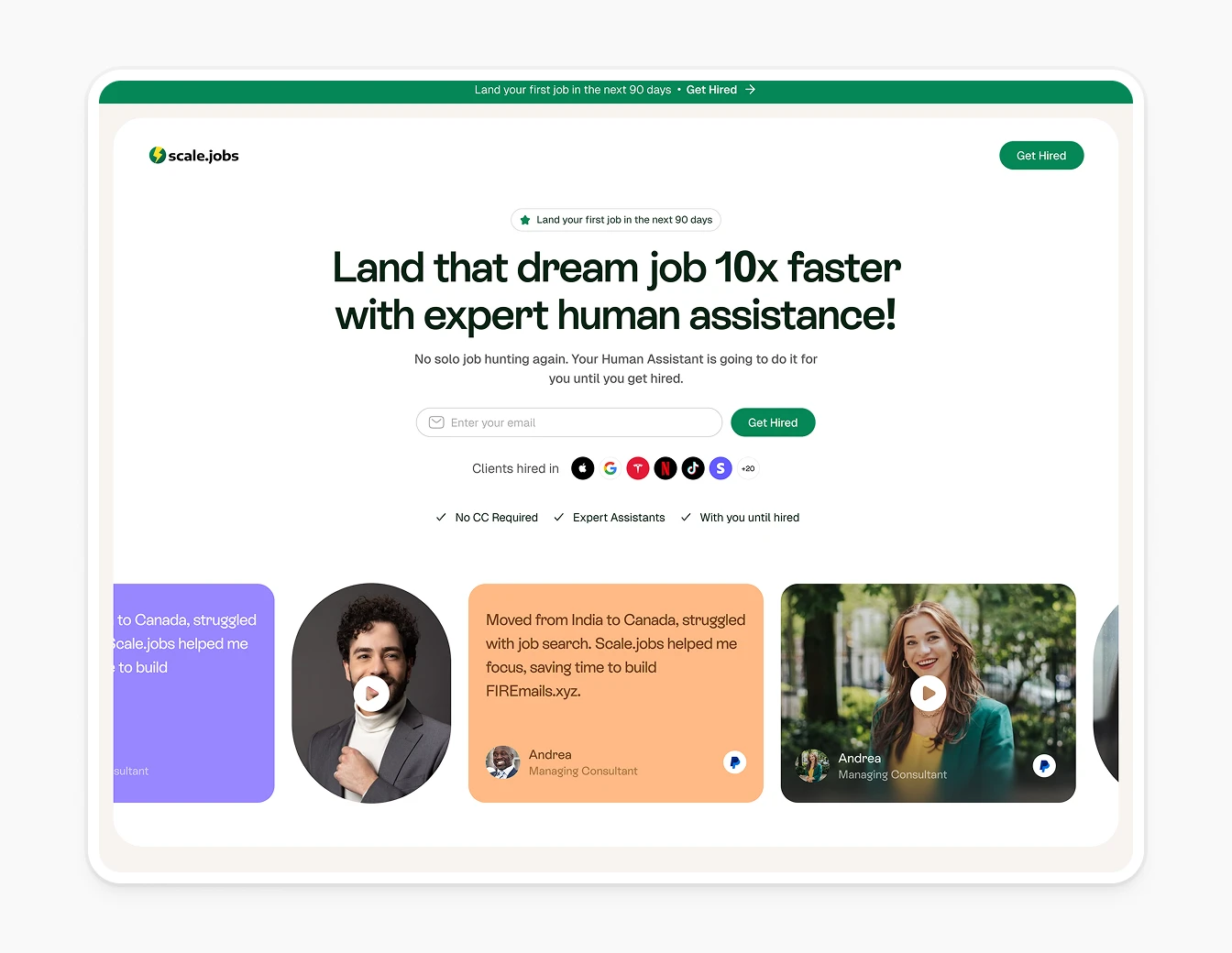 Scale.jobs Hero Dream Job 10x Faster