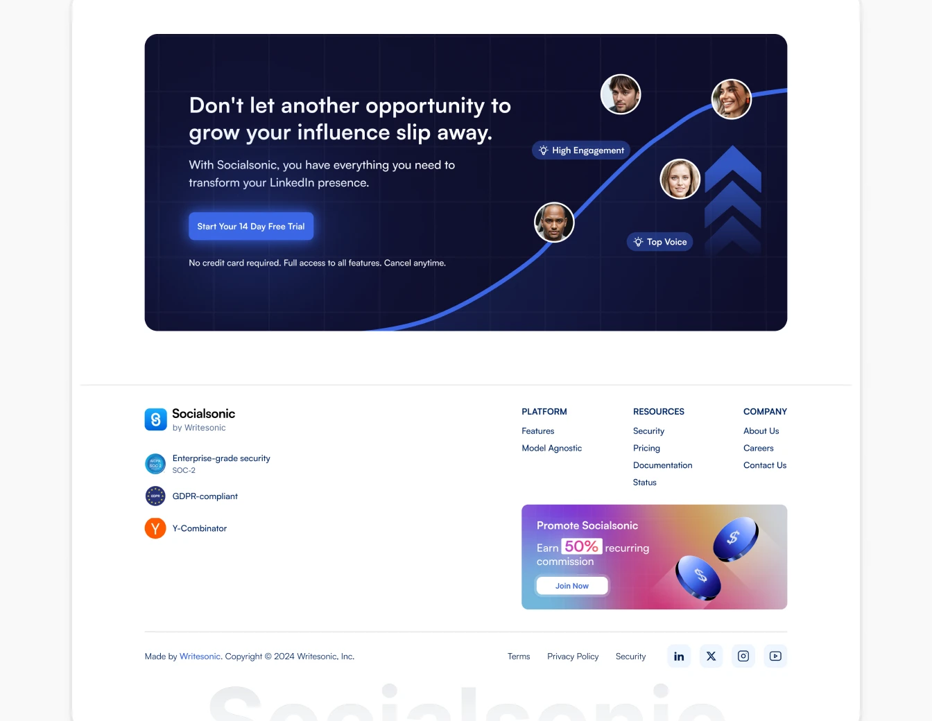 Socialsonic CTA Footer Dark Gradient