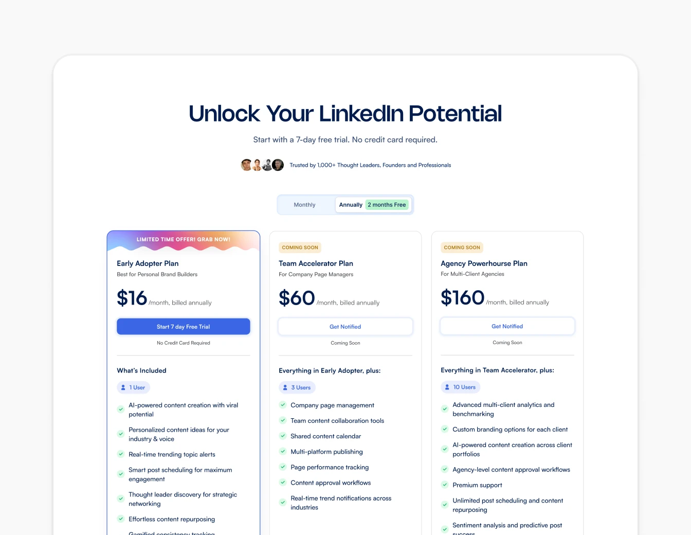 Socialsonic Pricing Plans Three Tiers