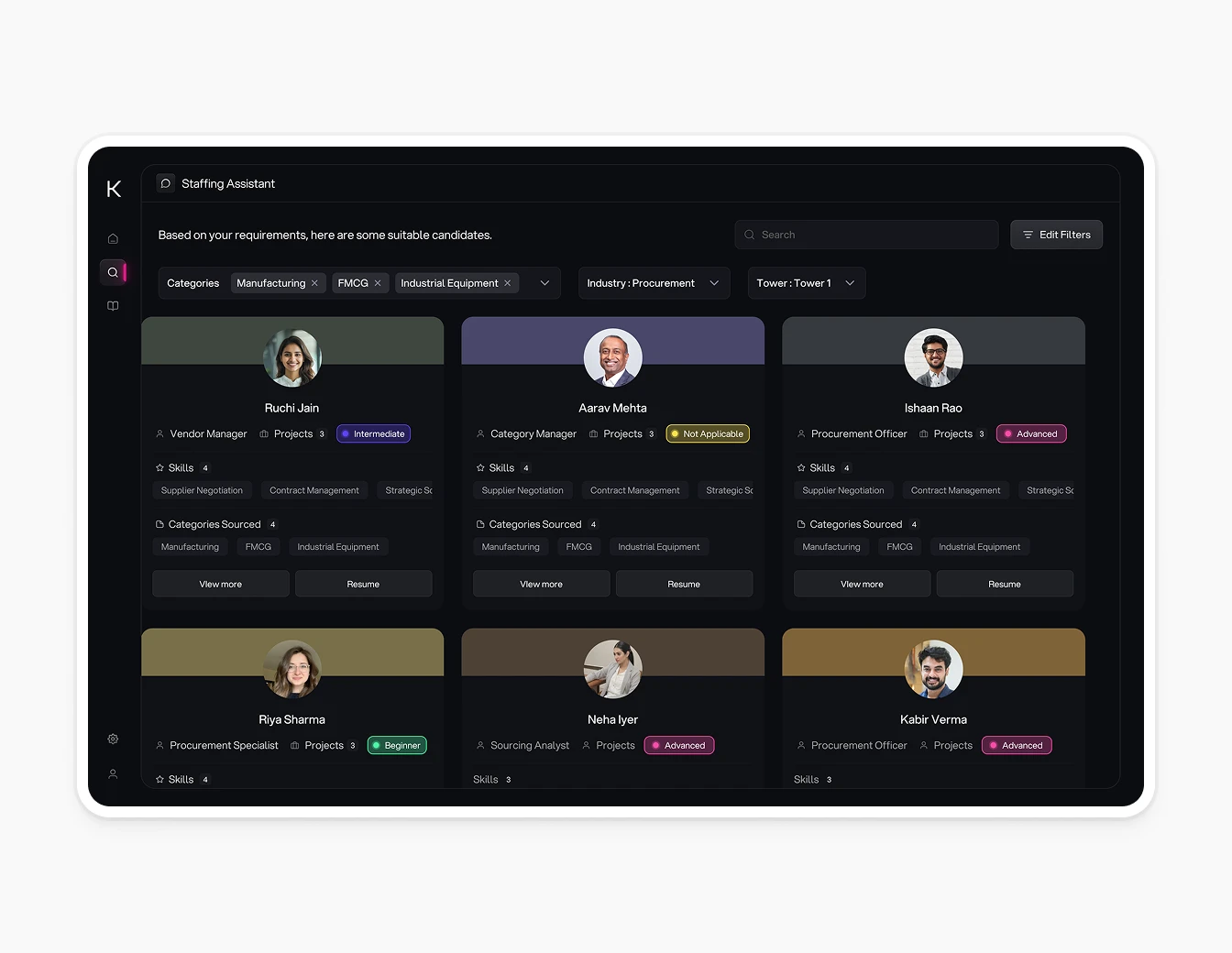 AT Kearney Staffing Assistant Profiles