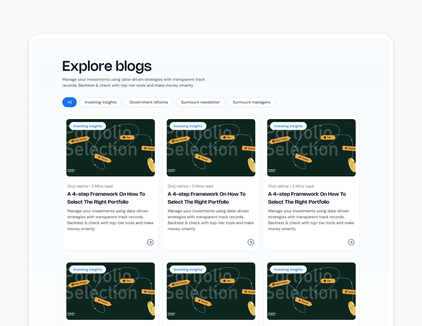 Surmount Explore Blogs Article Grid Cards