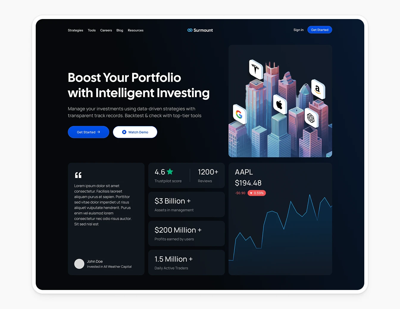 Surmount Dark Hero 3D Isometric City Stats