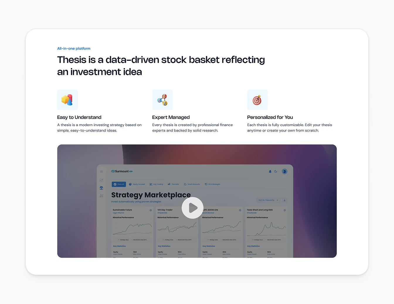Surmount Features Thesis Platform Video