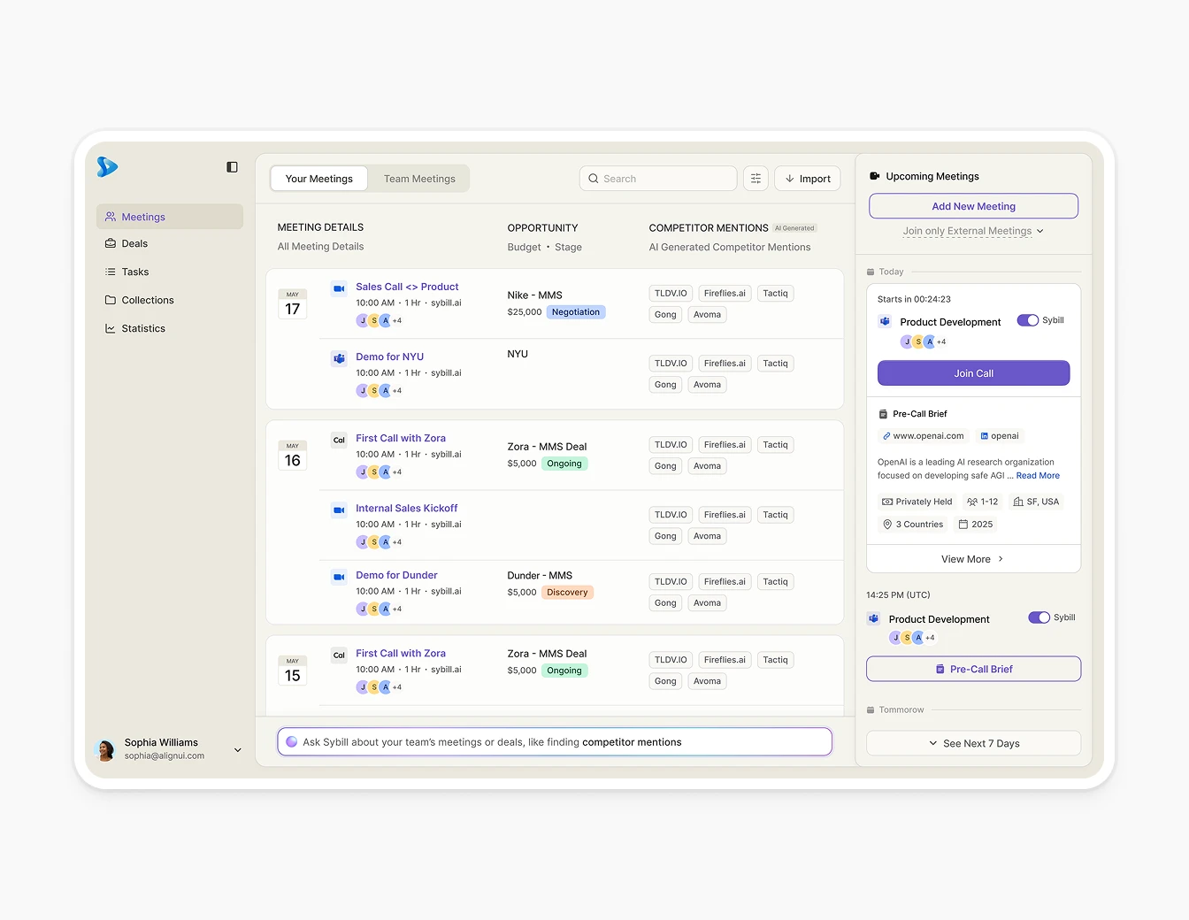 Sybill Meetings Redesign Purple Deal Tags