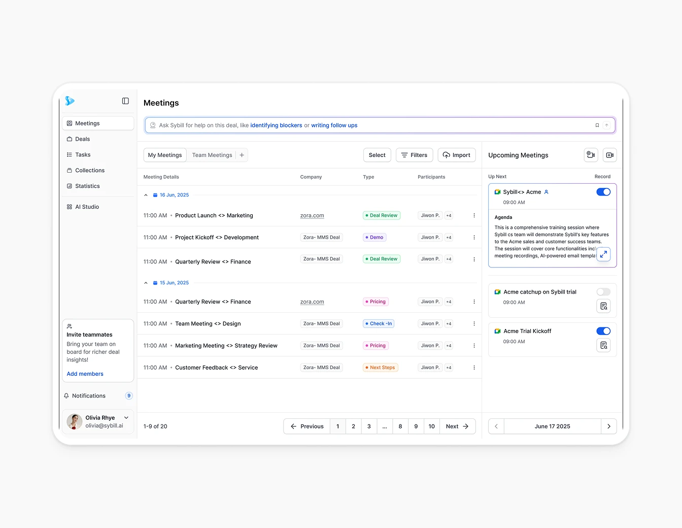 Sybill Meetings Full Table Upcoming Panel