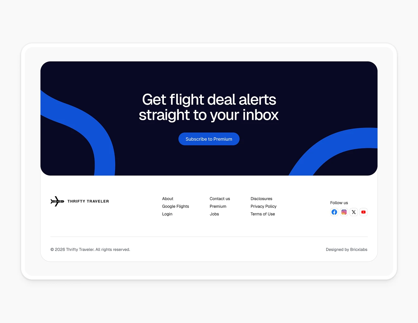 Thrifty Traveler CTA Footer Subscribe Dark