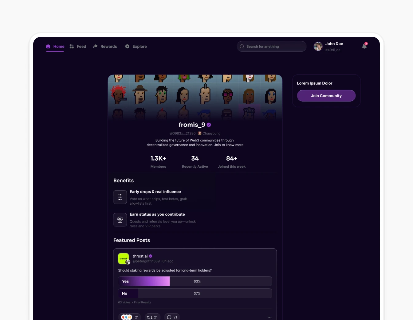 Thrust Community Profile Stats Benefits
