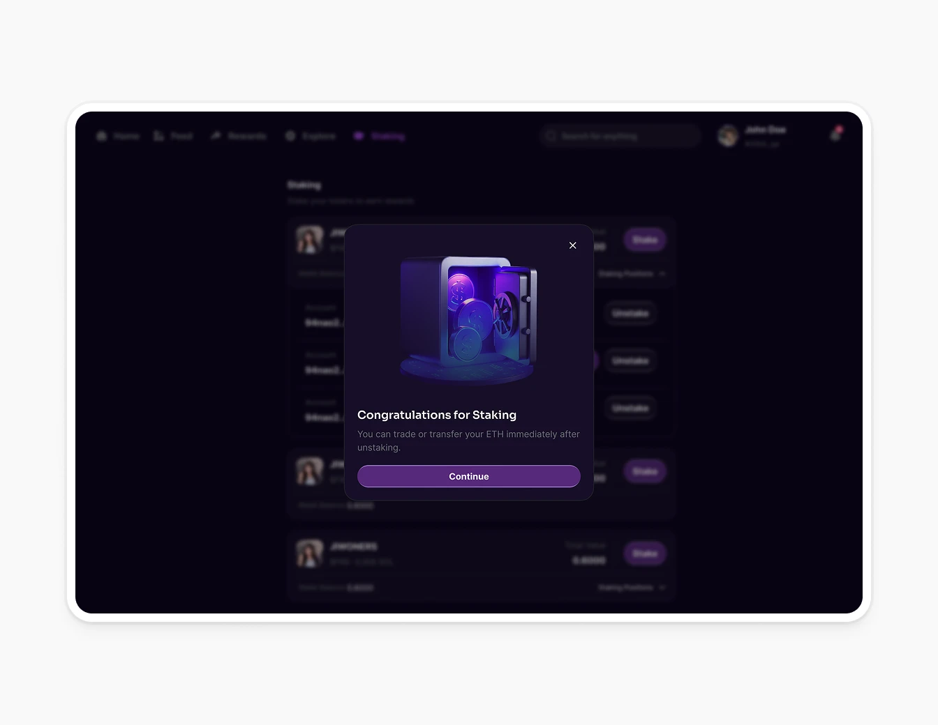Thrust Staking Congratulations 3D Modal