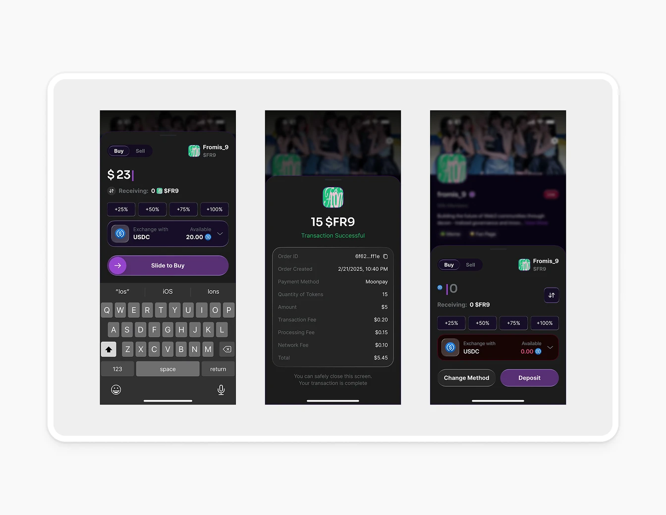Thrust Mobile Token Buy Sell Transaction